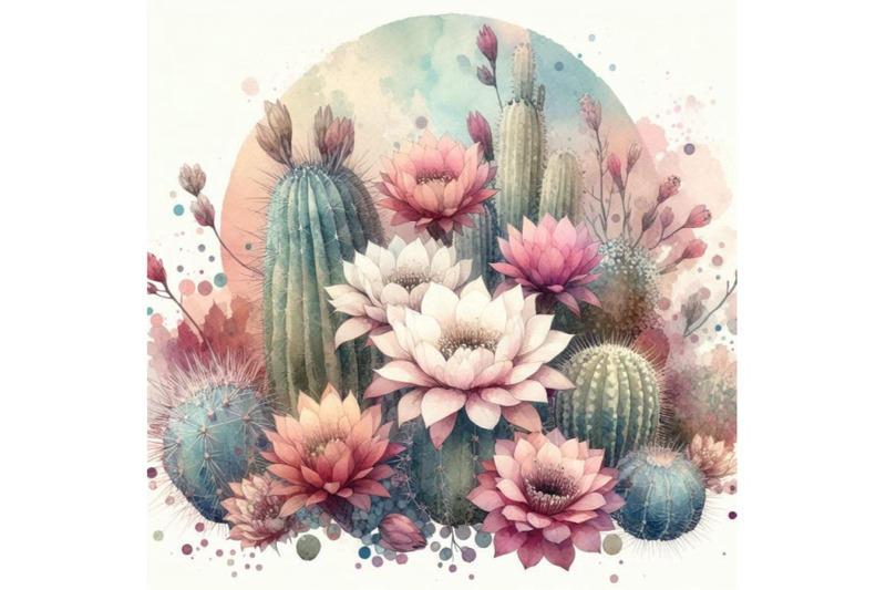 watercolor-blooming-cactus-background