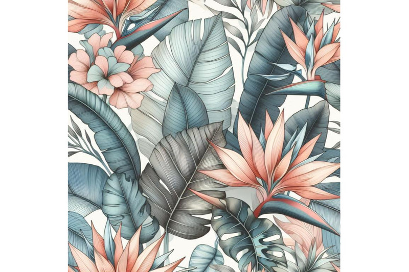 watercolor-tropical-leaves-and-flowers-with-contour-sea