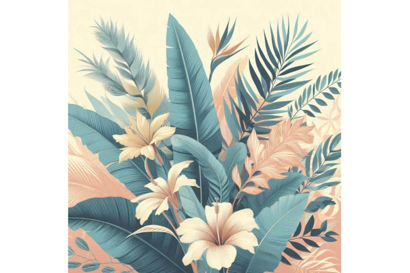 tropical-leaves-and-flowers-floral-design-background