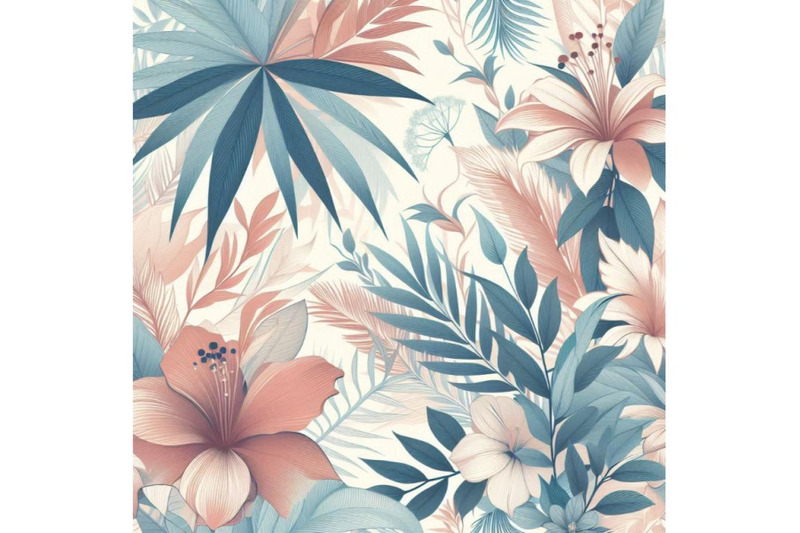 tropical-leaves-and-flowers-floral-design-background