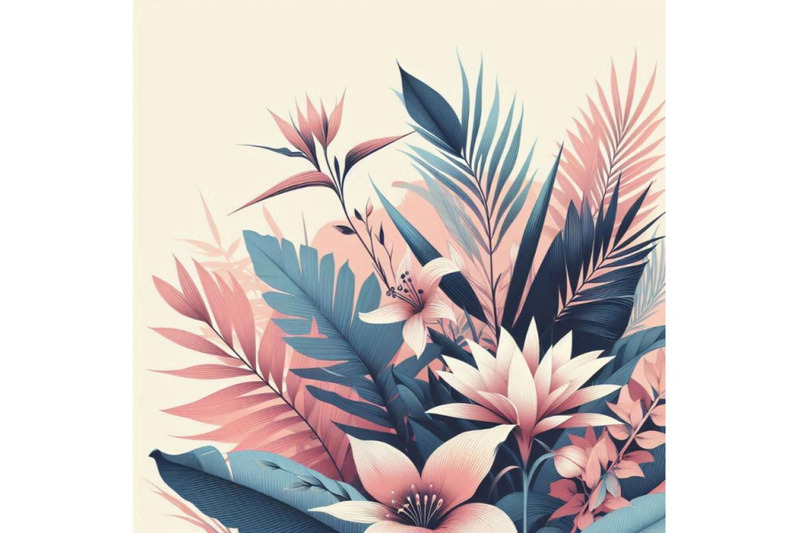 tropical-leaves-and-flowers-floral-design-background