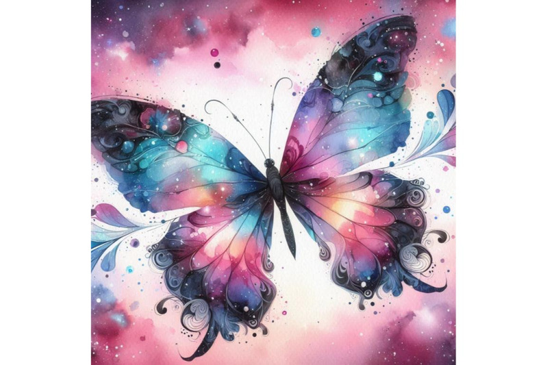 beautiful-watercolor-butterflies-on-galaxy-background