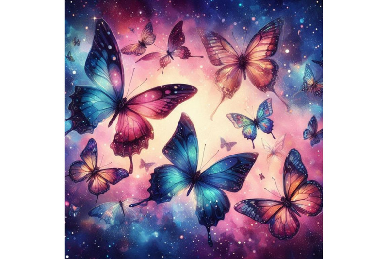 beautiful-watercolor-butterflies-on-galaxy-background