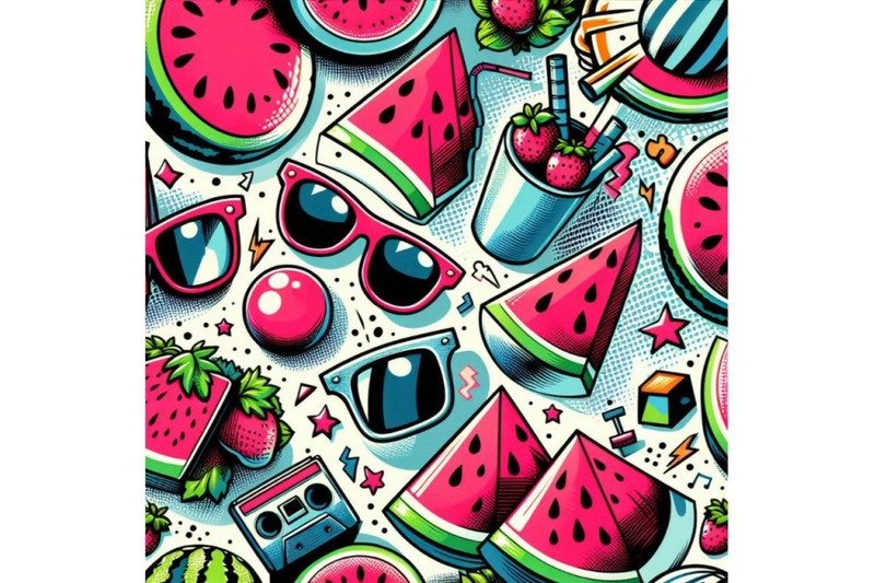 pop-art-watercolor-seamless-pattern-with-watermelon