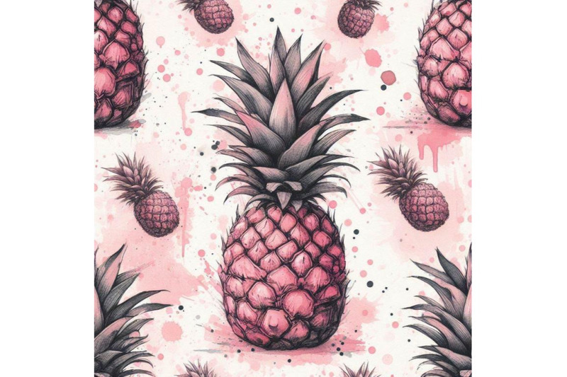 watercolor-pink-pineapples-on-grunge-background-art