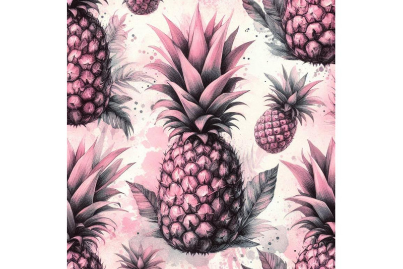 watercolor-pink-pineapples-on-grunge-background-art