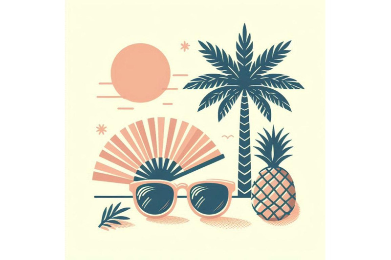 sun-glasses-with-palm-tree-fan-palm-leaf-and-pineappl