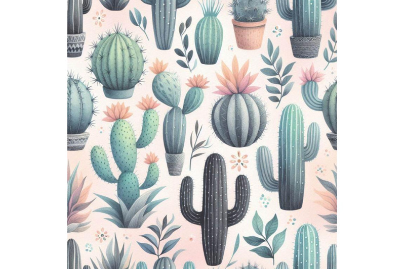 watercolor-seamless-cactus-pattern