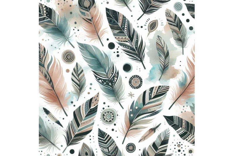 watercolor-tribal-feathers-seamless-pattern-with-abstra