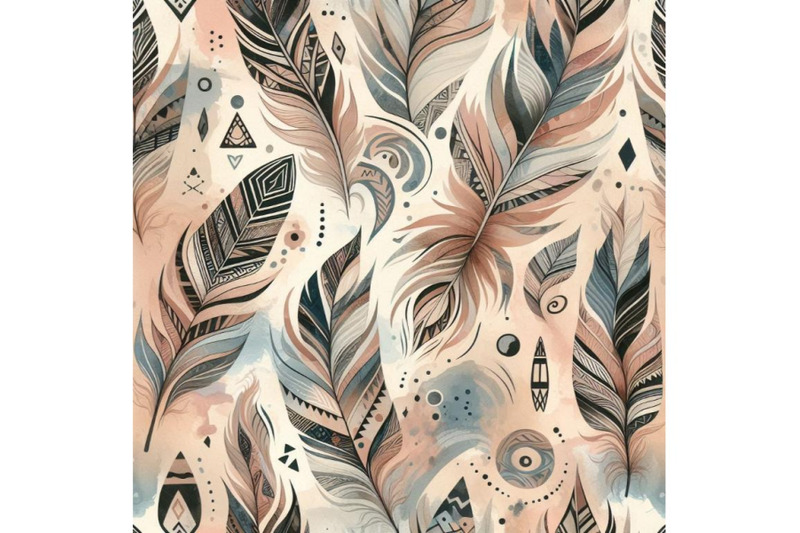 watercolor-tribal-feathers-seamless-pattern-with-abstra