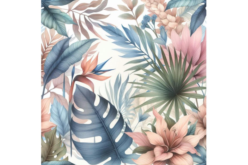 watercolor-exotic-leaves-and-flowers-background