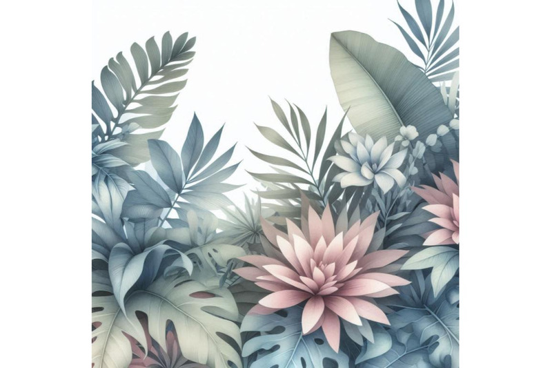 watercolor-exotic-leaves-and-flowers-background