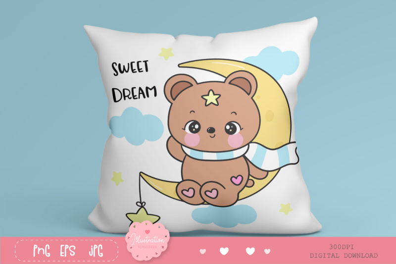 cute-teddy-bear-moon-winter-season-kawaii-clipart-bedtime