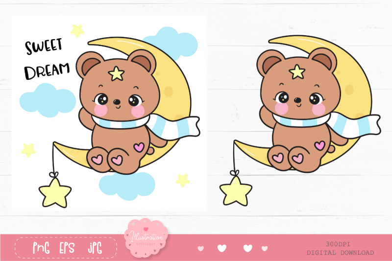 cute-teddy-bear-moon-winter-season-kawaii-clipart-bedtime