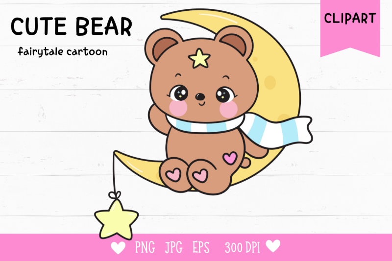 cute-teddy-bear-moon-winter-season-kawaii-clipart-bedtime