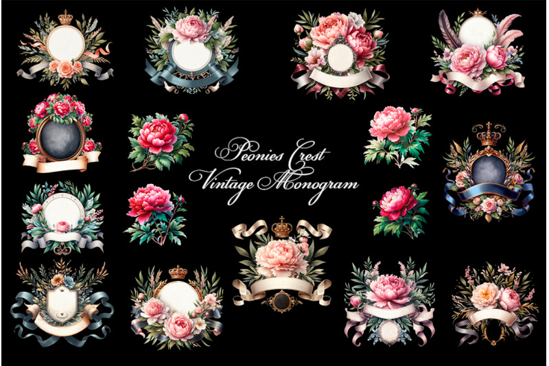 peonies-crest-vintage-monogram