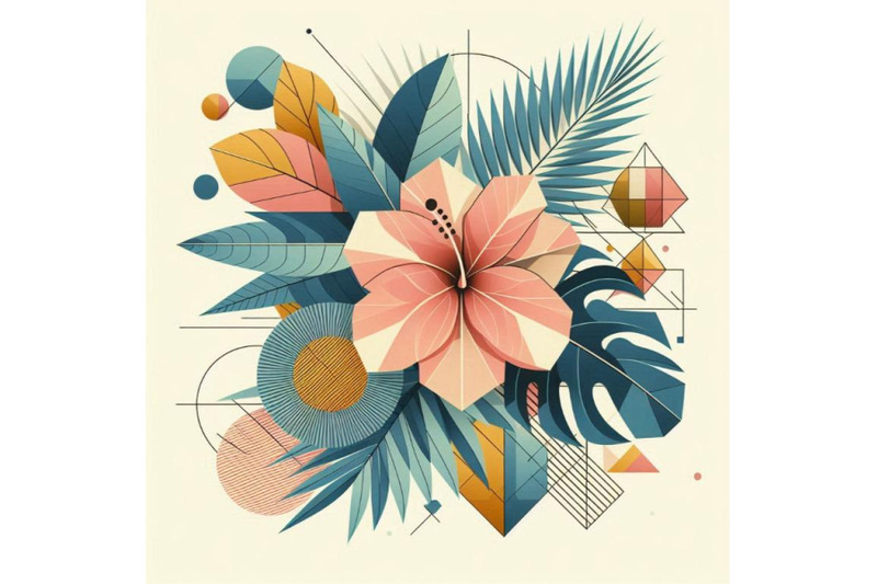 abstract-summer-geometric-elements-with-exotic-flowe