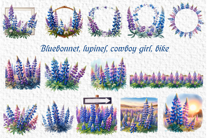 bluebonnet-lupines-cowboy-girl-bike