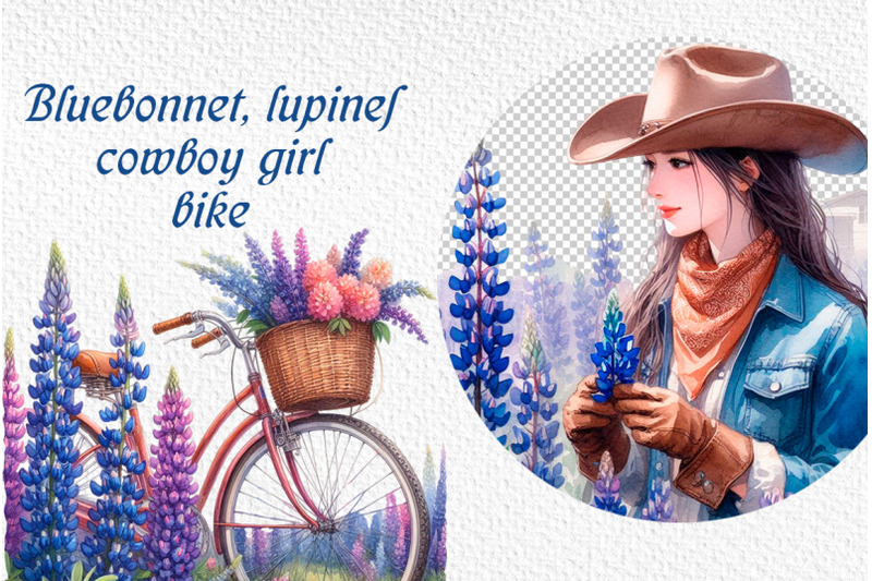 bluebonnet-lupines-cowboy-girl-bike