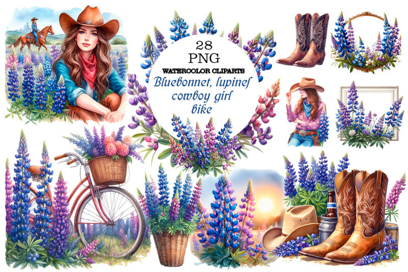 bluebonnet-lupines-cowboy-girl-bike