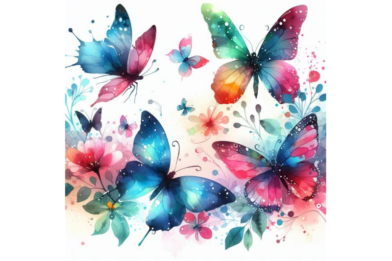 watercolor-butterfly-background-in-bright-colors