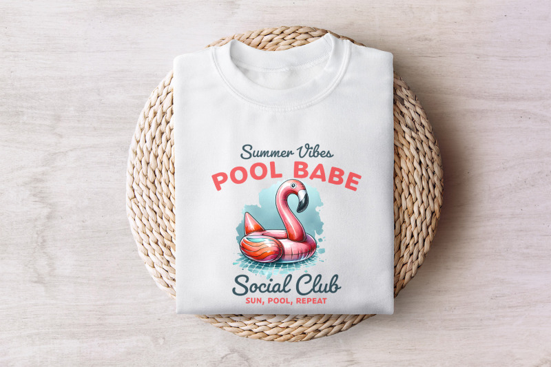 cute-pool-babe-png-summer-sublimation-design-beach-vibes-flamingo-swimming-ring-retro-summer-png-social-club-trendy-shirt-print