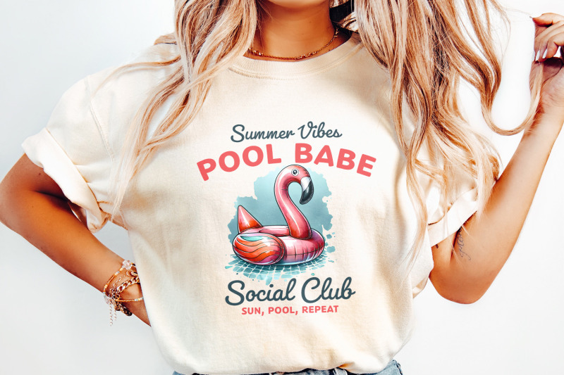 cute-pool-babe-png-summer-sublimation-design-beach-vibes-flamingo-swimming-ring-retro-summer-png-social-club-trendy-shirt-print