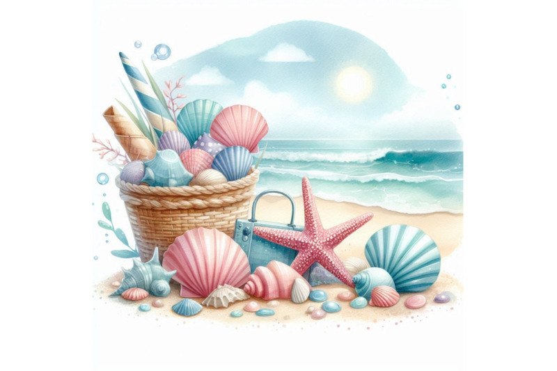 watercolor-beach-illustration-with-sea-shells-and-sta