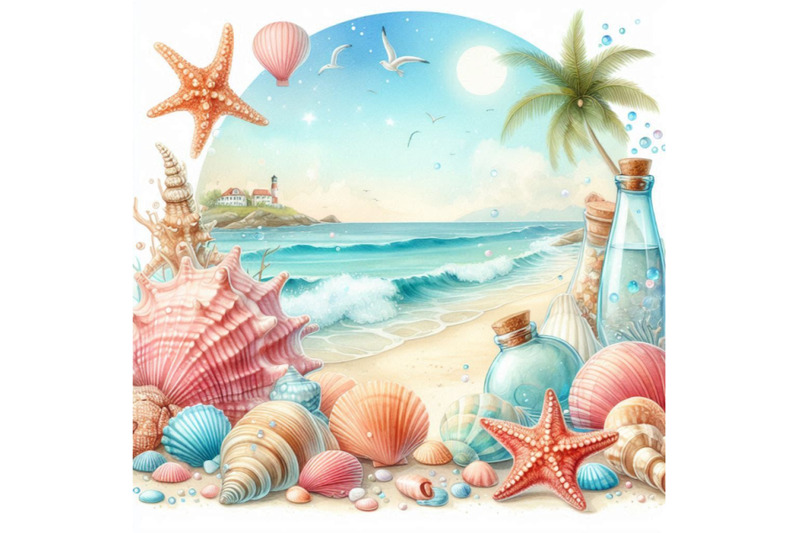 watercolor-beach-illustration-with-sea-shells-and-sta