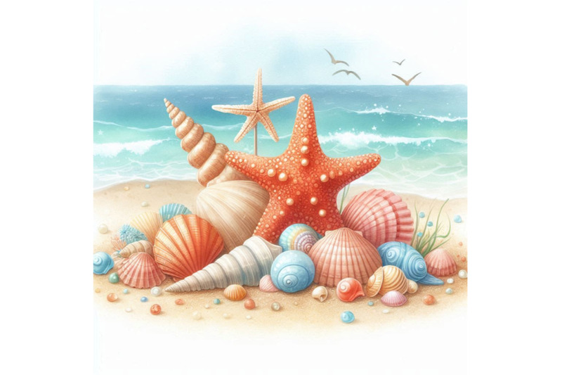 watercolor-beach-illustration-with-sea-shells-and-sta