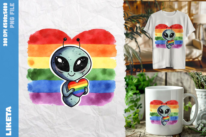 rainbow-alien-heart-art