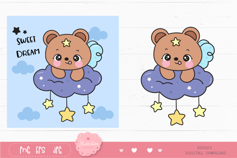 cute-teddy-bear-on-cloud-kawaii-clipart-bedtime-story-baby