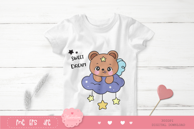 cute-teddy-bear-on-cloud-kawaii-clipart-bedtime-story-baby