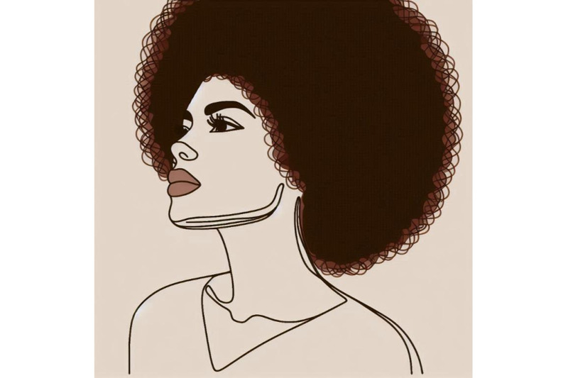 black-woman-afro-portrait-female-profile-continuous-li