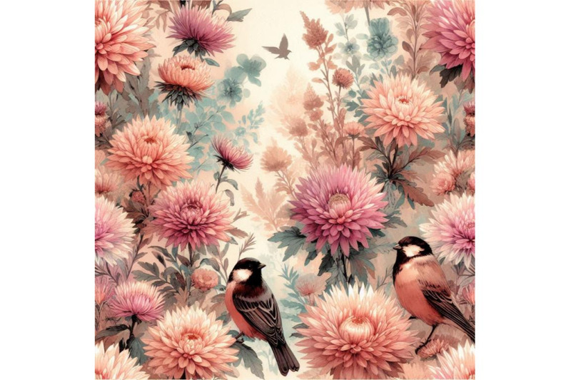 watercolor-asters-and-birds-seamless-pattern