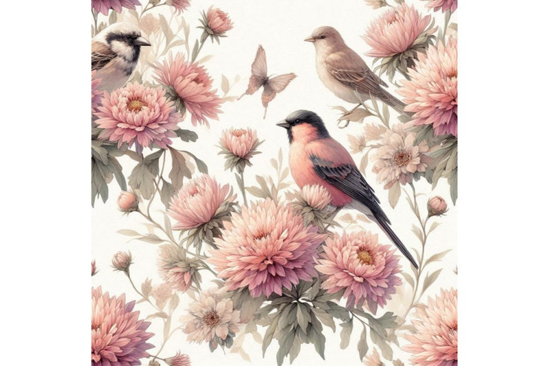 watercolor-asters-and-birds-seamless-pattern