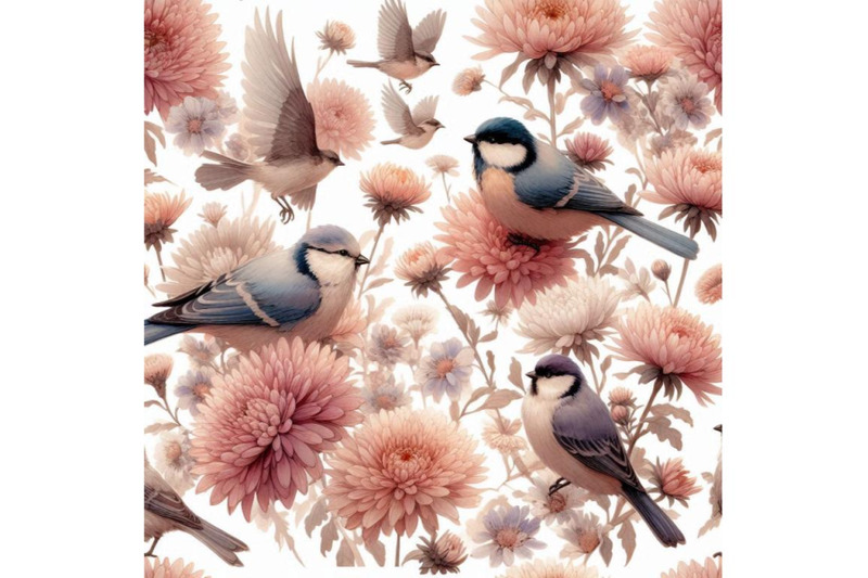 watercolor-asters-and-birds-seamless-pattern