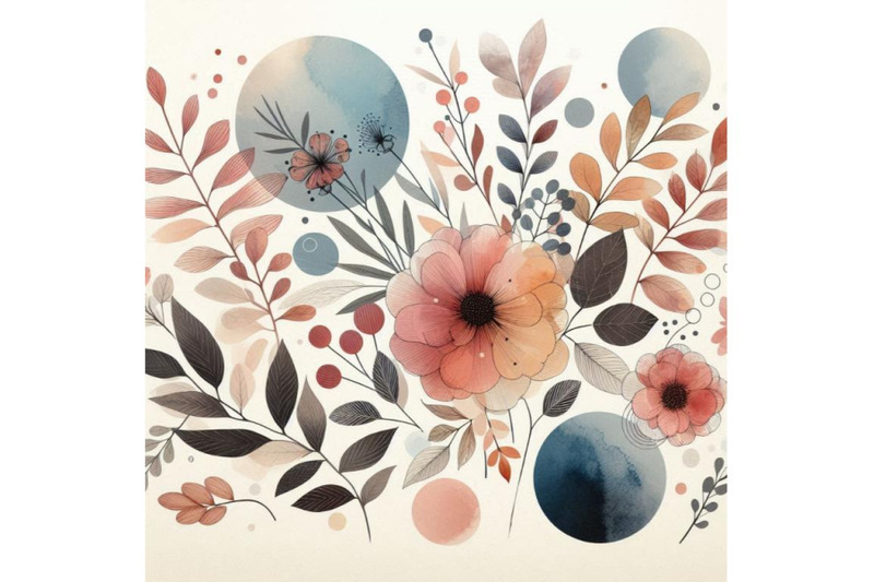 watercolor-flowers-and-leaves-circle-shapes-on-minima