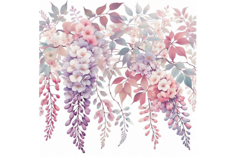 watercolor-wisteria-flower-sakura-blossom-tree-branch