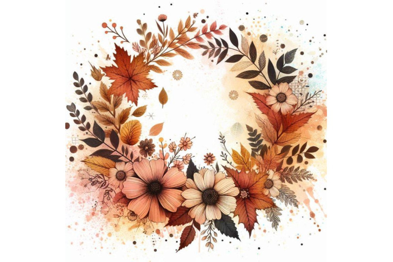 autumn-watercolor-wreath-on-splash-background-with-f