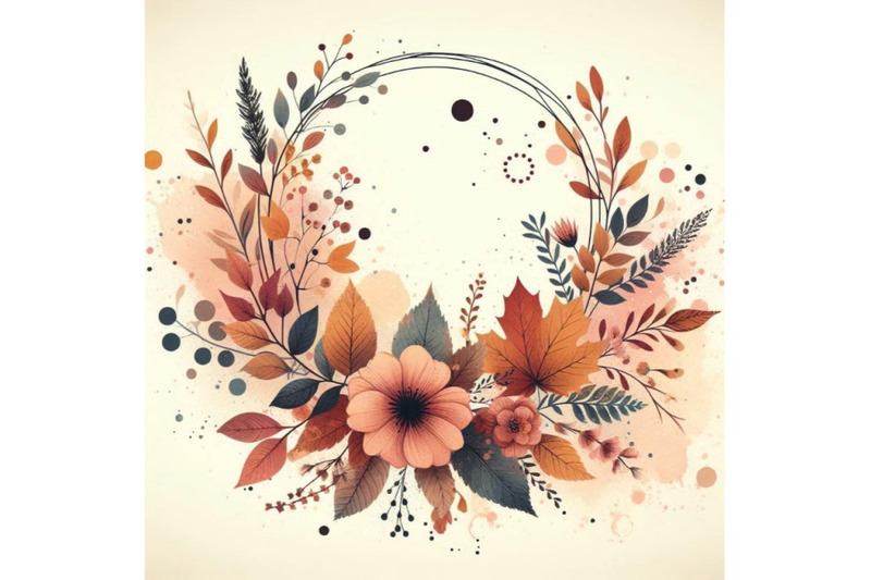 autumn-watercolor-wreath-on-splash-background-with-f