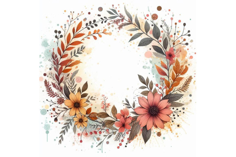 autumn-watercolor-wreath-on-splash-background-with-f