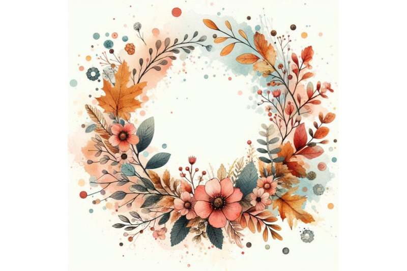 autumn-watercolor-wreath-on-splash-background-with-f