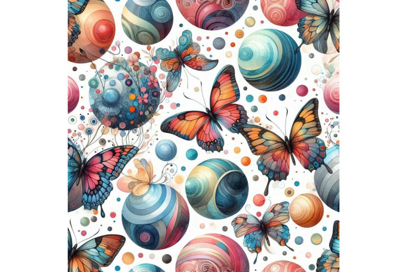 abstract-watercolor-circles-and-butterfly-seamless-patt