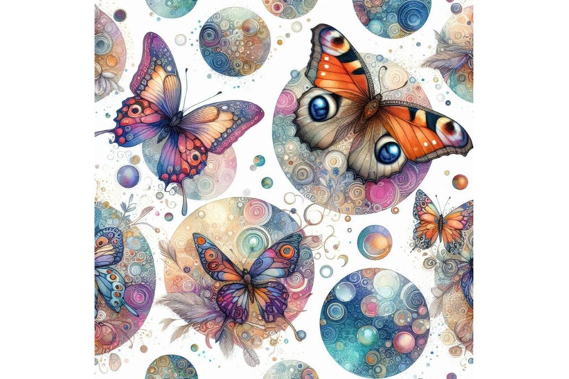 abstract-watercolor-circles-and-butterfly-seamless-patt