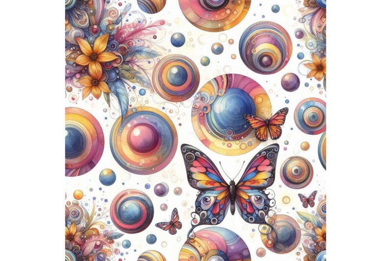 abstract-watercolor-circles-and-butterfly-seamless-patt