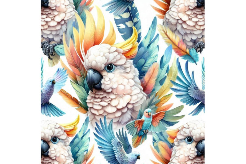 watercolor-australian-cockatoo-seamless-pattern