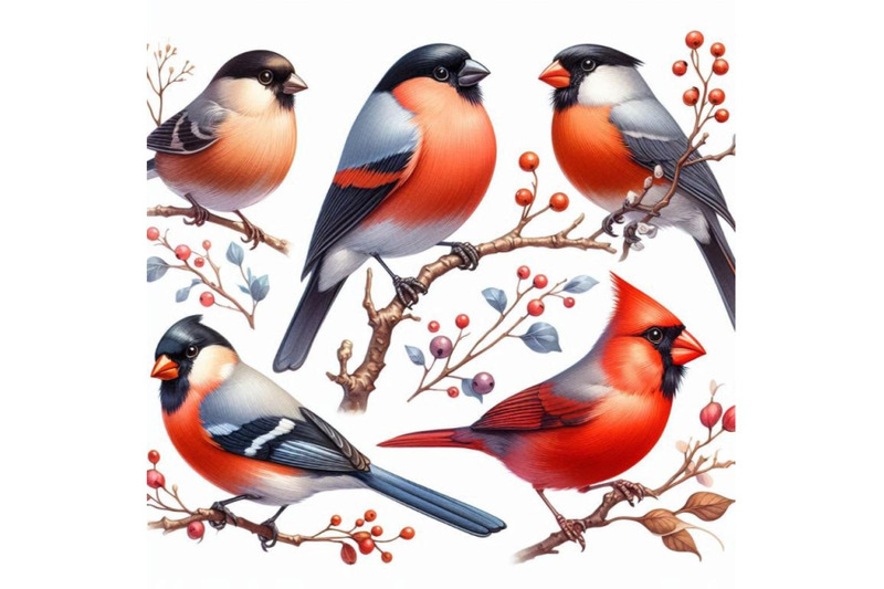 watercolor-bullfinch-titmouse-cardinal-and-sparrow-on