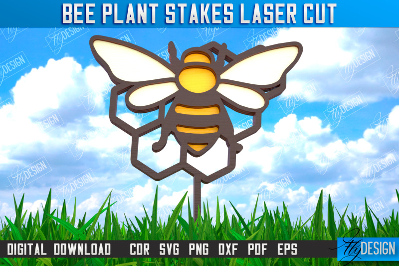 honey-bee-garden-stake-plant-stakes-plant-marker-lawn-stake-cnc