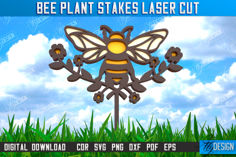 honey-bee-garden-stake-plant-stakes-plant-marker-lawn-stake-cnc